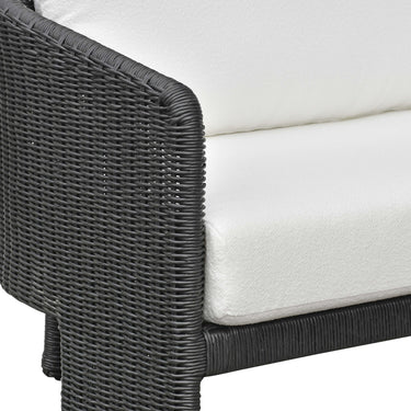 TOV Alexa 80" Rattan Performance Fabric Outdoor Sofa Black