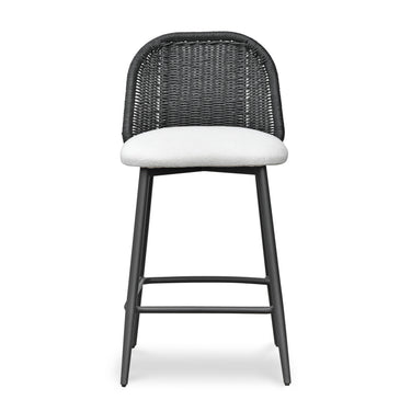 TOV Alexa Performance Fabric Outdoor Stool Black Counter Height