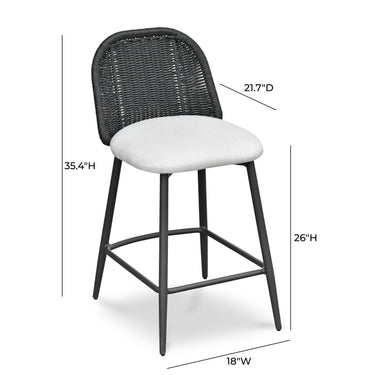 TOV Alexa Performance Fabric Outdoor Stool Black Counter Height