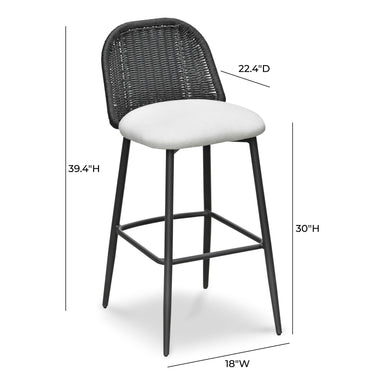 TOV Alexa Performance Fabric Outdoor Stool Black Bar Height