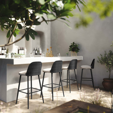 TOV Alexa Performance Fabric Outdoor Stool Black Bar Height