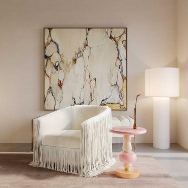TOV Cleopatra Cream Linen Floor Lamp Cream