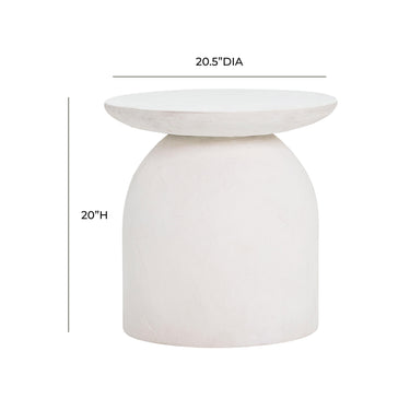 TOV Aloe White Indoor/Outdoor Concrete Side Table White