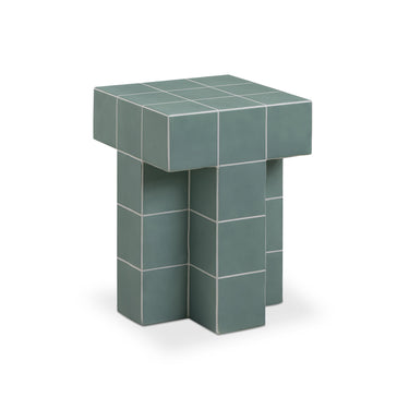 TOV Alma Tile Concrete Indoor/Outdoor Side Table Green