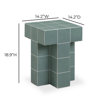 TOV Alma Tile Concrete Indoor/Outdoor Side Table Green