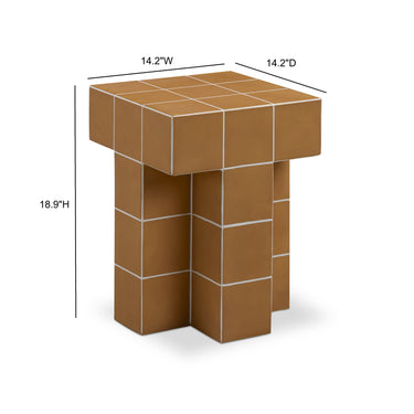 TOV Alma Tile Concrete Indoor/Outdoor Side Table Orange