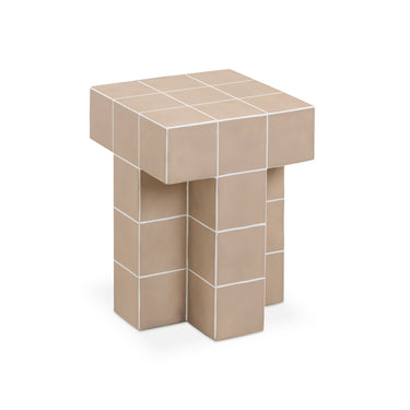 TOV Alma Tile Concrete Indoor/Outdoor Side Table Taupe