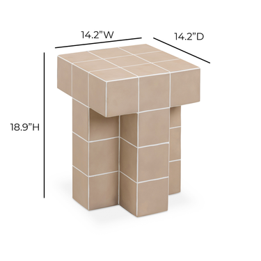 TOV Alma Tile Concrete Indoor/Outdoor Side Table Taupe