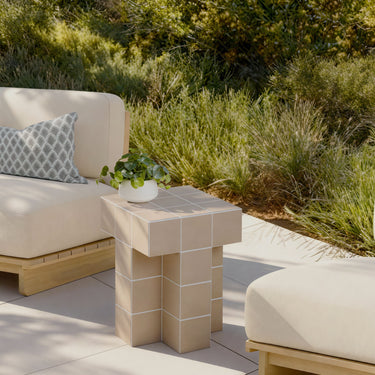 TOV Alma Tile Concrete Indoor/Outdoor Side Table Taupe
