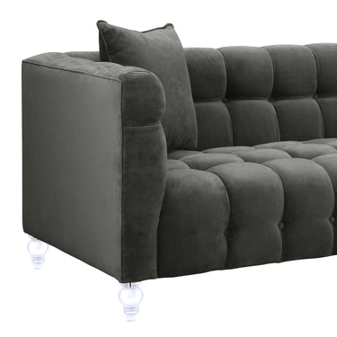 TOV Bea 90.6" Performance Velvet Tufted Sofa Grey