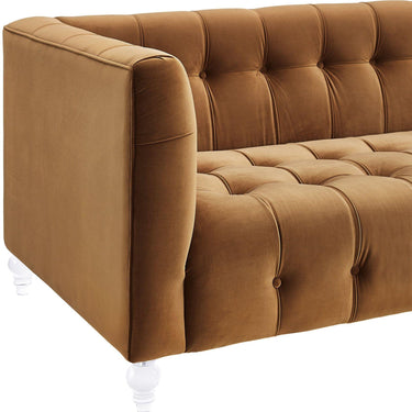 TOV Bea 90.6" Performance Velvet Tufted Sofa Cognac