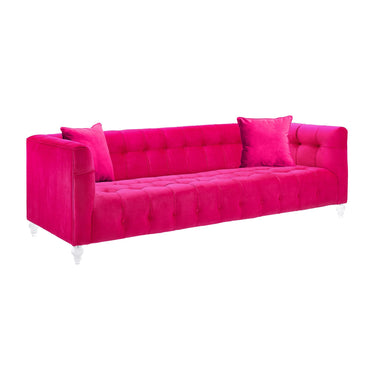 TOV Bea 90.6" Performance Velvet Tufted Sofa Pink