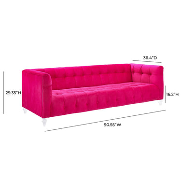TOV Bea 90.6" Performance Velvet Tufted Sofa Pink