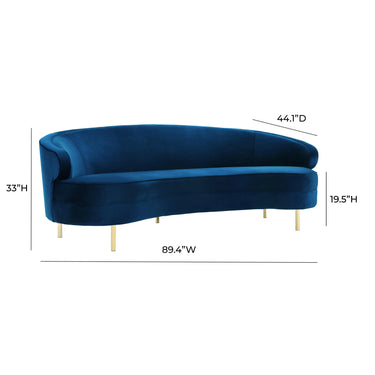TOV Baila 89" Performance Velvet Sofa Navy
