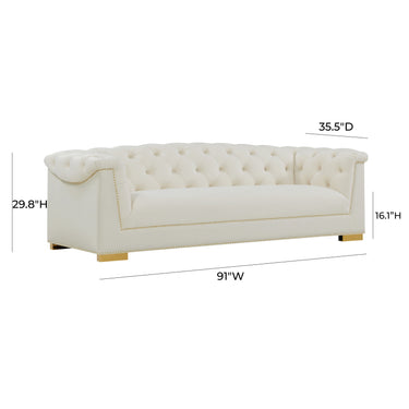 TOV Farah 91" Performance Velvet Sofa Cream