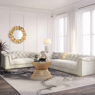 TOV Farah 91" Performance Velvet Sofa Cream