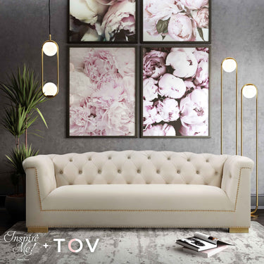 TOV Farah 91" Performance Velvet Sofa Cream