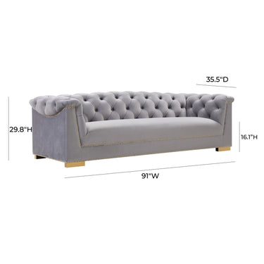 TOV Farah 91" Performance Velvet Sofa Grey