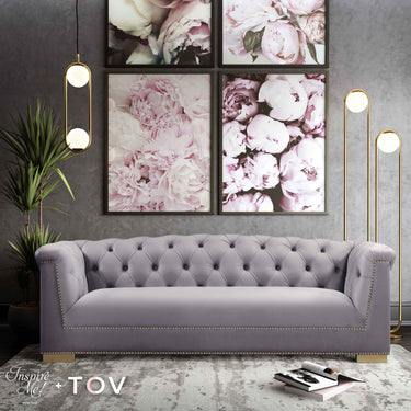 TOV Farah 91" Performance Velvet Sofa Grey