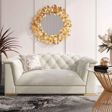 TOV Farah 69" Performance Velvet Loveseat Cream