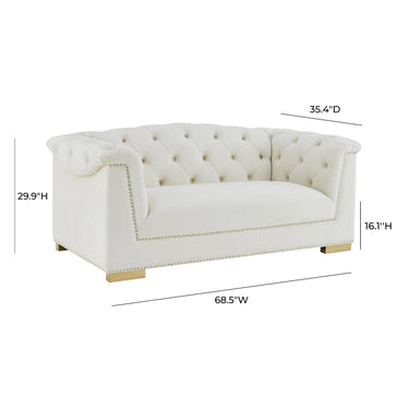 TOV Farah 69" Performance Velvet Loveseat Cream