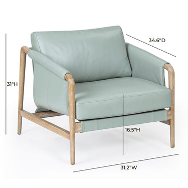 TOV Chakka Contract-Grade Genuine Leather Accent Chair Blue