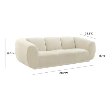 TOV Emmet 90" Performance Velvet Sofa Cream