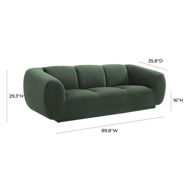 TOV Emmet 90" Performance Velvet Sofa Forest Green