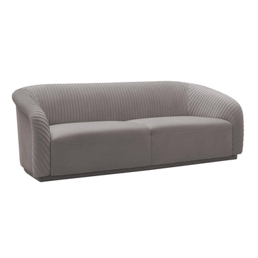 TOV Yara 90.6" Pleated Performance Velvet Sofa Grey