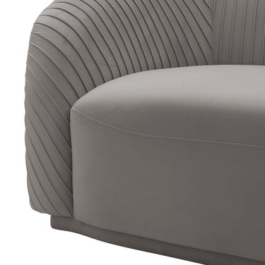 TOV Yara 90.6" Pleated Performance Velvet Sofa Grey