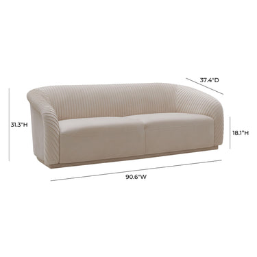 TOV Yara 90.6" Pleated Performance Velvet Sofa Beige
