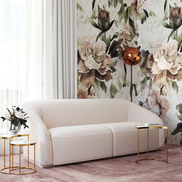 TOV Yara 90.6" Pleated Performance Velvet Sofa Beige