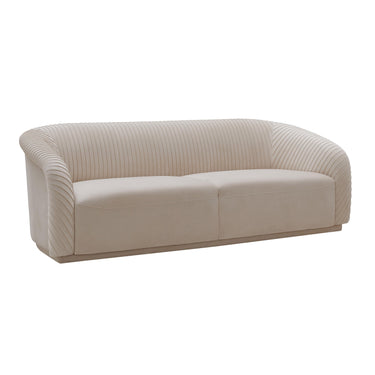 TOV Yara 90.6" Pleated Performance Velvet Sofa Beige