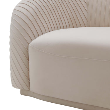 TOV Yara 90.6" Pleated Performance Velvet Sofa Beige