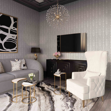 TOV Alina Performance Velvet Tall Tufted Back Chair Cream - ON FINAL SALE