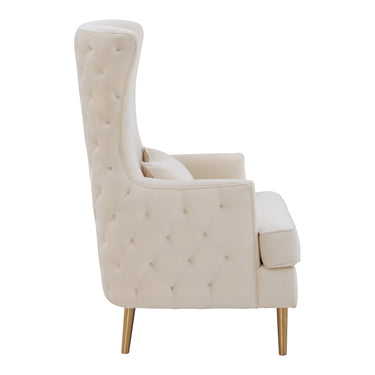 TOV Alina Performance Velvet Tall Tufted Back Chair Cream - ON FINAL SALE