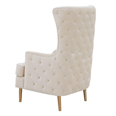 TOV Alina Performance Velvet Tall Tufted Back Chair Cream - ON FINAL SALE