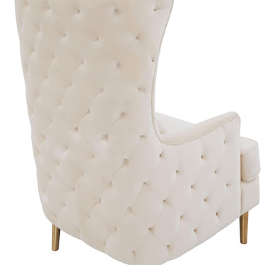 TOV Alina Performance Velvet Tall Tufted Back Chair Cream - ON FINAL SALE