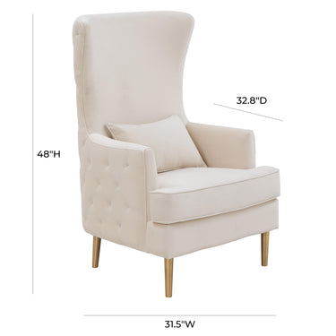 TOV Alina Performance Velvet Tall Tufted Back Chair Cream - ON FINAL SALE