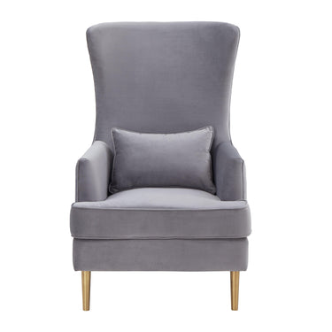 TOV Alina Performance Velvet Tall Tufted Back Chair Grey
