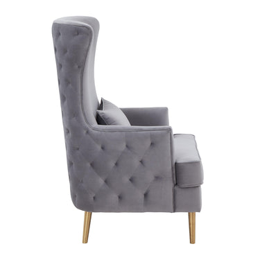 TOV Alina Performance Velvet Tall Tufted Back Chair Grey