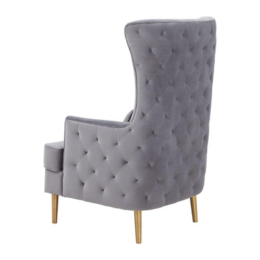 TOV Alina Performance Velvet Tall Tufted Back Chair Grey