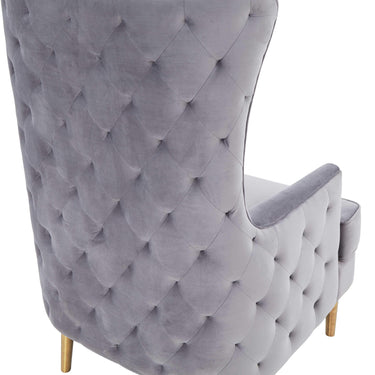 TOV Alina Performance Velvet Tall Tufted Back Chair Grey