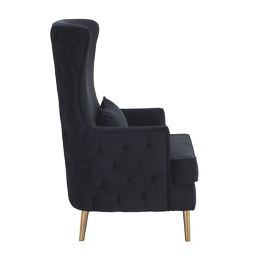 TOV Alina Performance Velvet Tall Tufted Back Chair Black