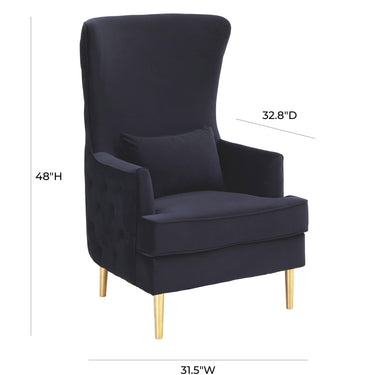 TOV Alina Performance Velvet Tall Tufted Back Chair Black