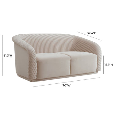 TOV Yara 70" Pleated Performance Velvet Loveseat Beige