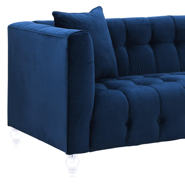 TOV Bea 90.6" Performance Velvet Tufted Sofa Navy