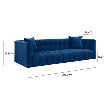 TOV Bea 90.6" Performance Velvet Tufted Sofa Navy