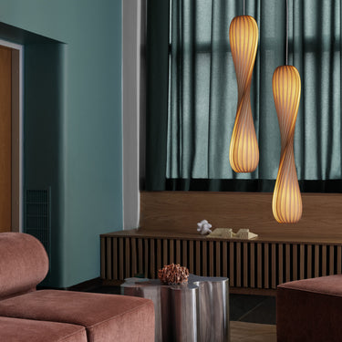Tall Natural Birch version, lit | TR7 Pendant by Tom Rossau