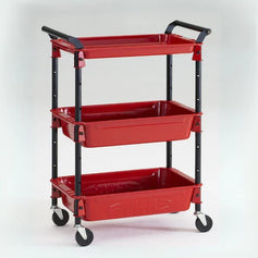 Red, front view · Three-Tier Rolling Cart, Toyo Steel (view 1)